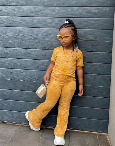 Mother & Kids New Style Children's Outfit Inspired By Instagram Trend - Girls' Set In Velvet Short-sleeved Design