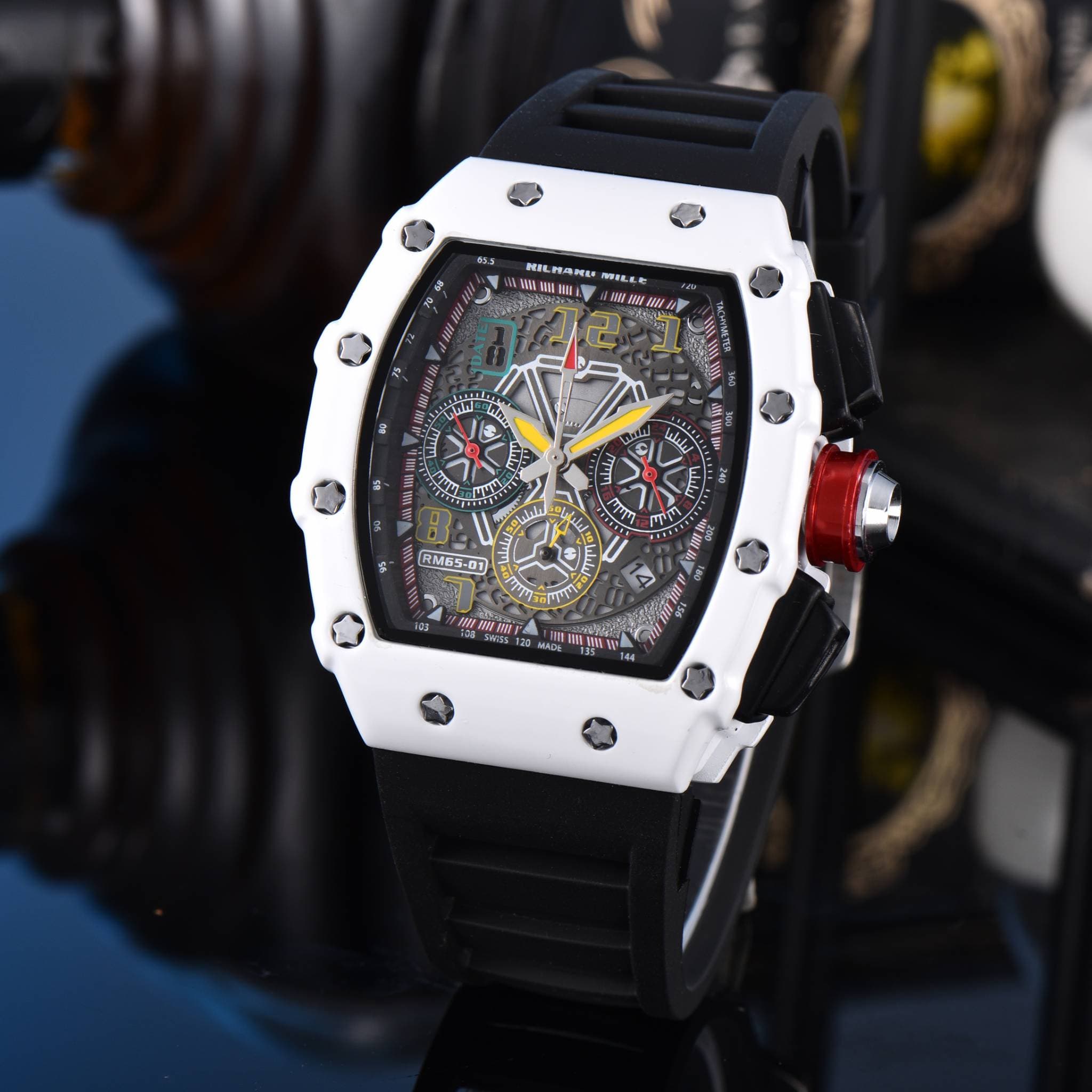 Montre homme de luxe à quartz avec calendrier, design creux AAA, 6 broches, multifonctionnelle, idéale pour les affaires. Cadeau d'anniversaire.