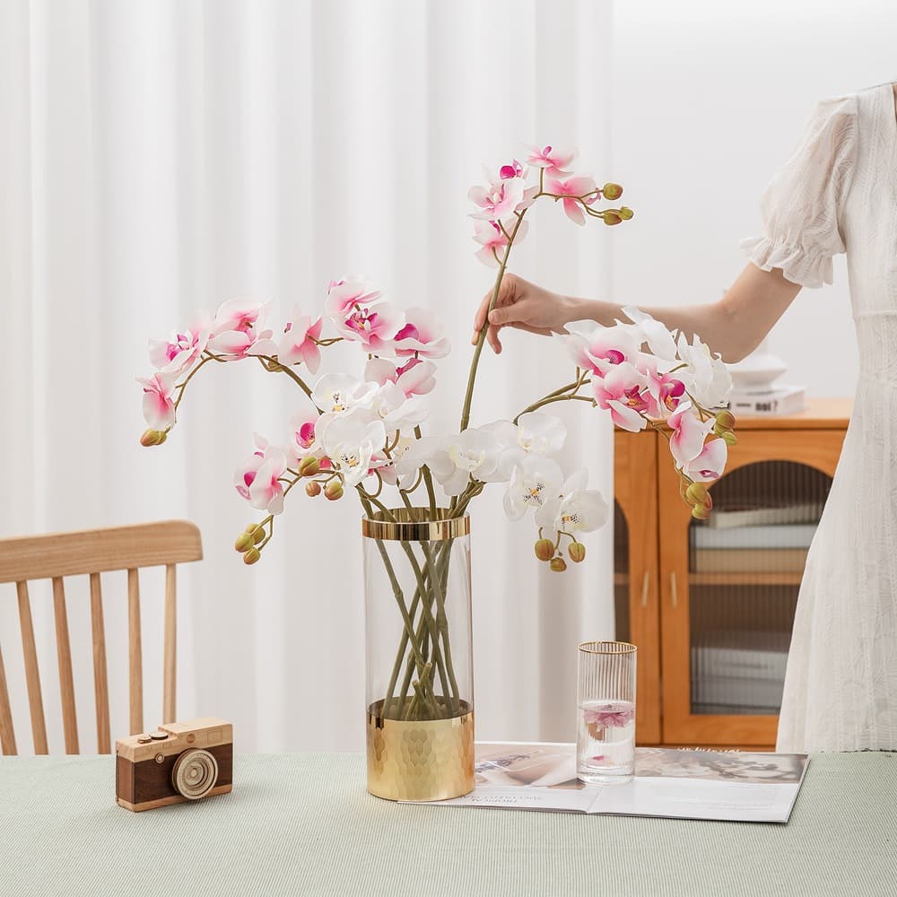 glue-touch butterfly orchid magnolia artificial flower rose home decoration wedding artificial flower MW18903