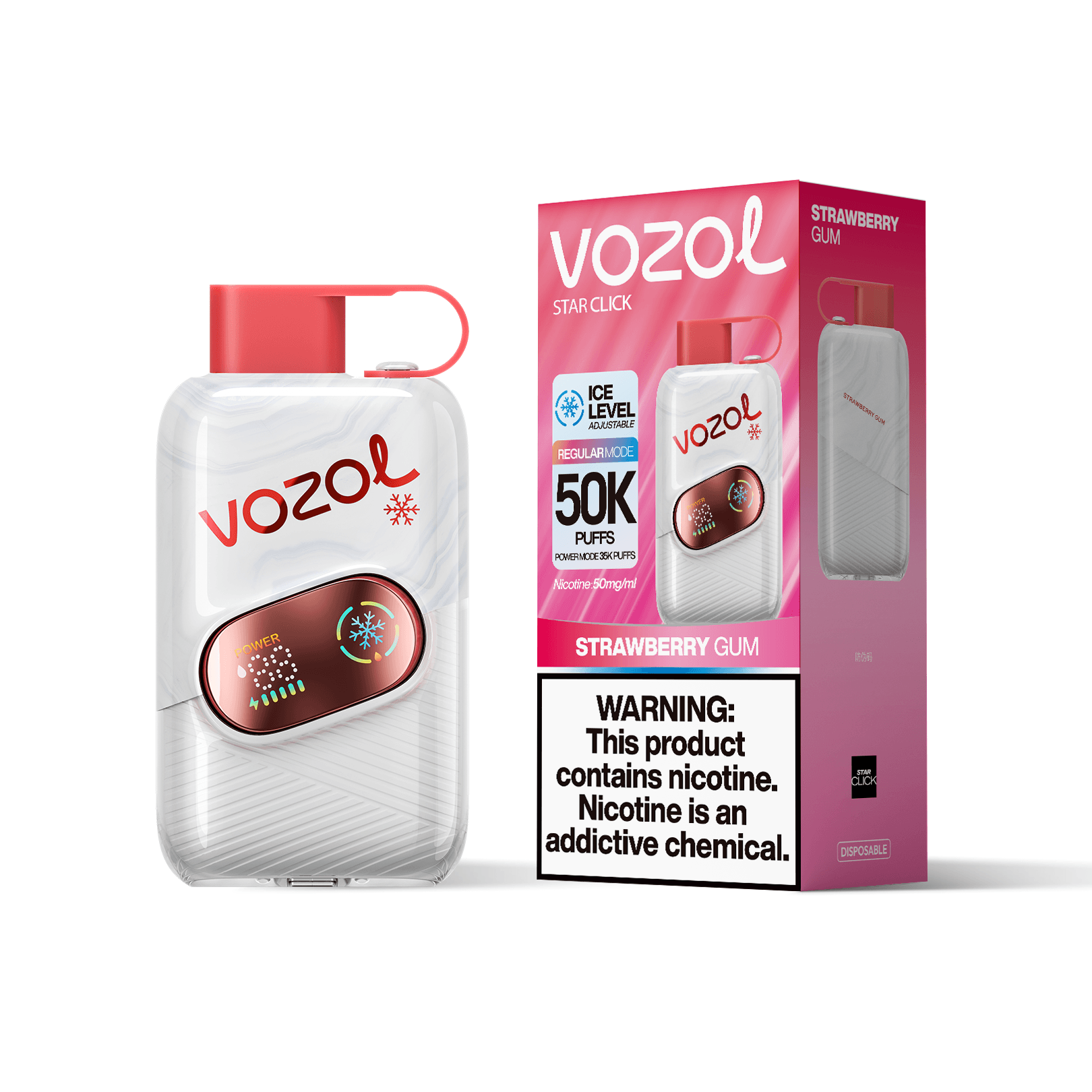 Entrepôt UE 1 PCS Vozol Star Click 50000 Bouffées 50k Vape Jetable avec Écran Bildschirm Vape Boisson Énergisante Longue Durée