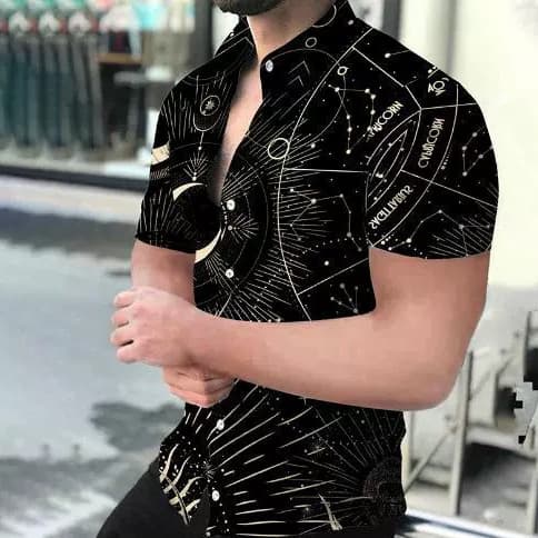 Cross-Border Foreign Trade New Large Size Casual Fashion 3D Digital Printing Short Sleeve Shirt, Men's Shirt
