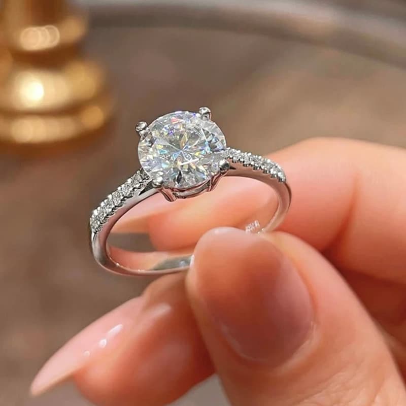 Cao Shi Fashion Group Set Four Claw Zircon Engagement Ring Copper Plated Platinum Wedding Ring Bridal Bracelet