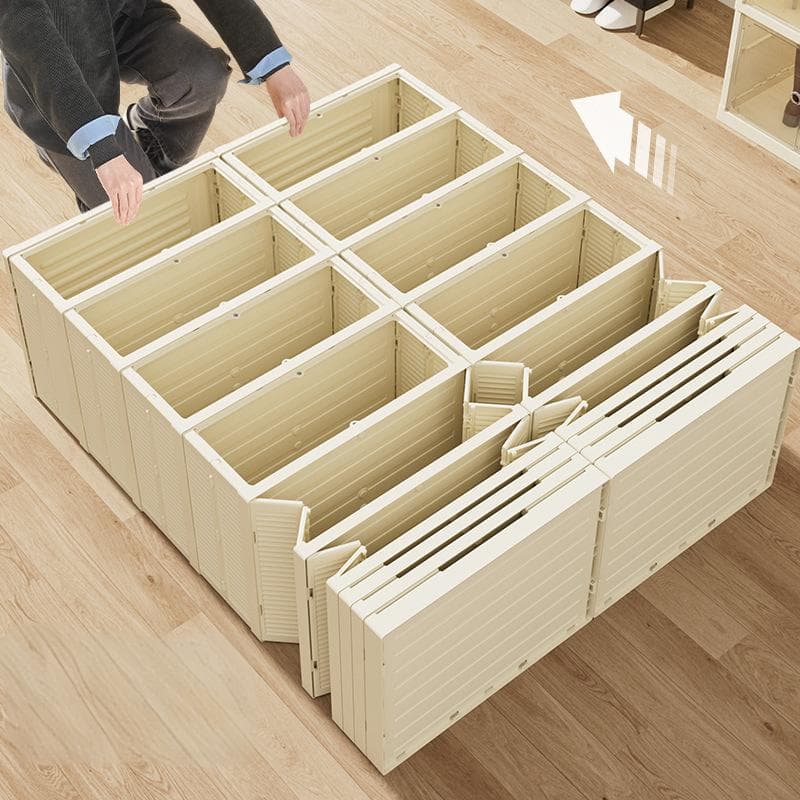 Double Row Foldable Shoe Storage Cabinet - No Assembly Clear Stackable Sneaker Organizer (Multi-Layer Dustproof Display Case For Shoe Collection)