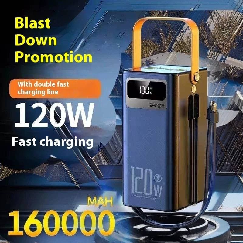 160000mAh 120W PD Fast Charging Power Bank - High Capacity Portable Charger For Outdoor Camping & Live Streaming