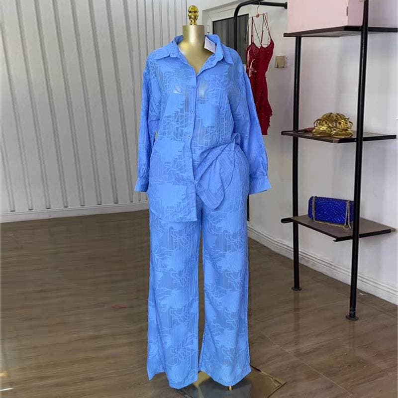 Women's Clothing 2 Piece Set Large Size Cotton And Linen Shirt Set High Waist Loose Pants
