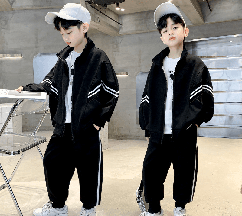 Boys' Spring And Autumn Suits New Style Medium And Large Children's Stylish Casual Two Piece Sweatshirt Spring Clothes Children's Baseball Uniform