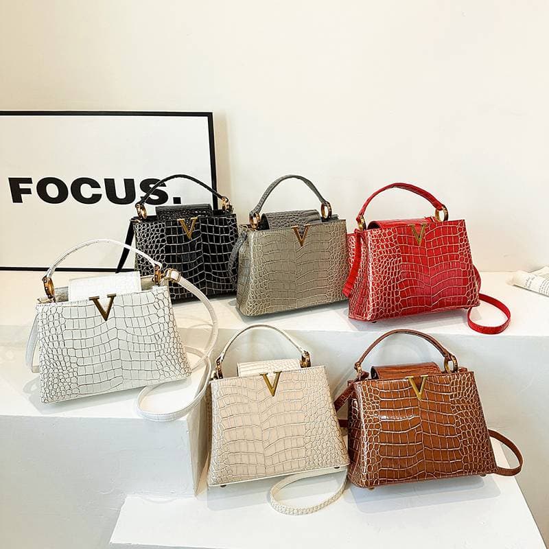 Fashion trend crocodile pattern women's bag crossbody wave shoulder bag handbag large capacity square bag gift choice