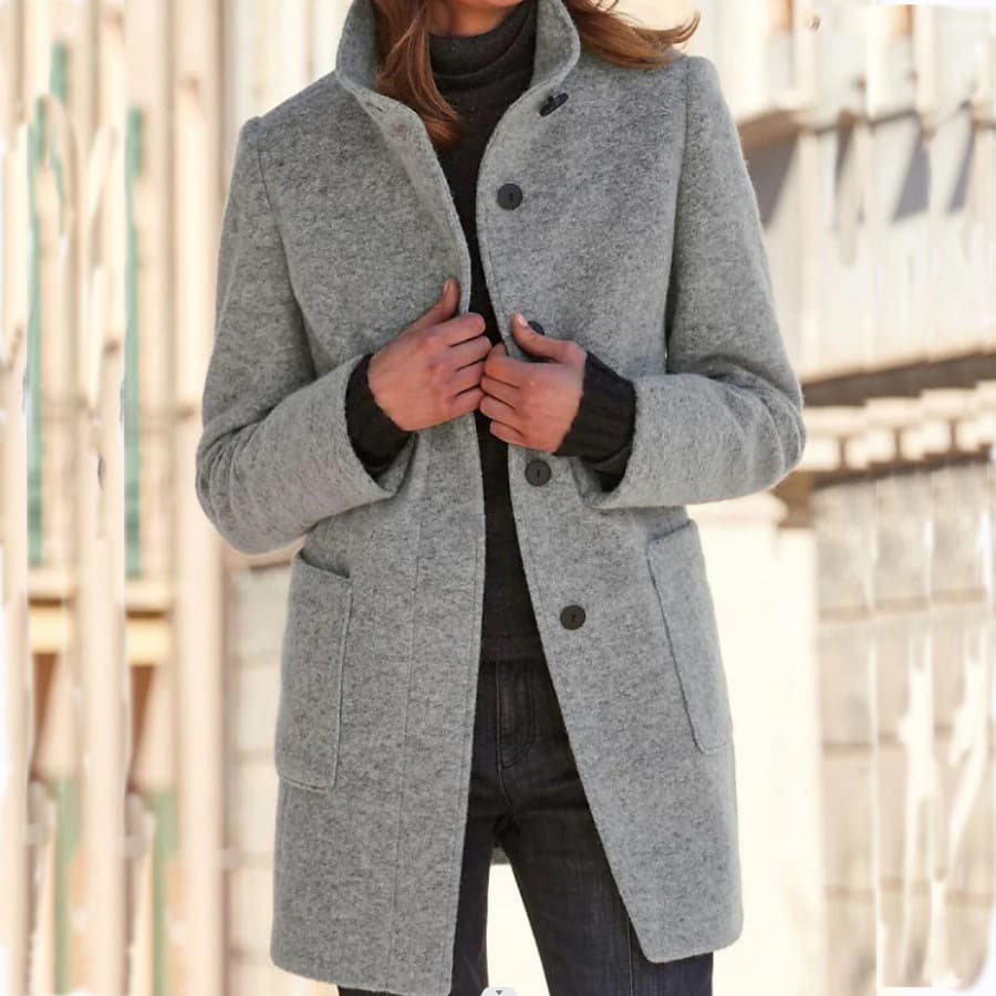 Women's Vintage Button-up Woolen Coat