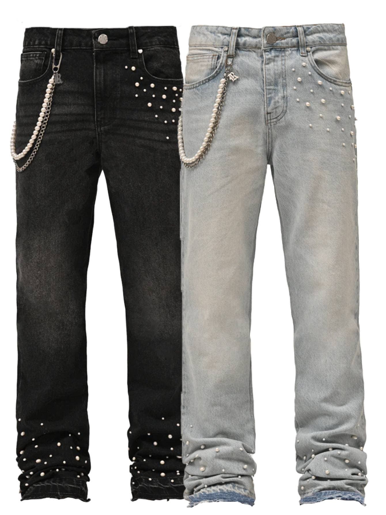 Men's Clothing Jeans Hip Hop Ripped Patch Cat Beard Casual Trendy Slim Fit Men's Jeans