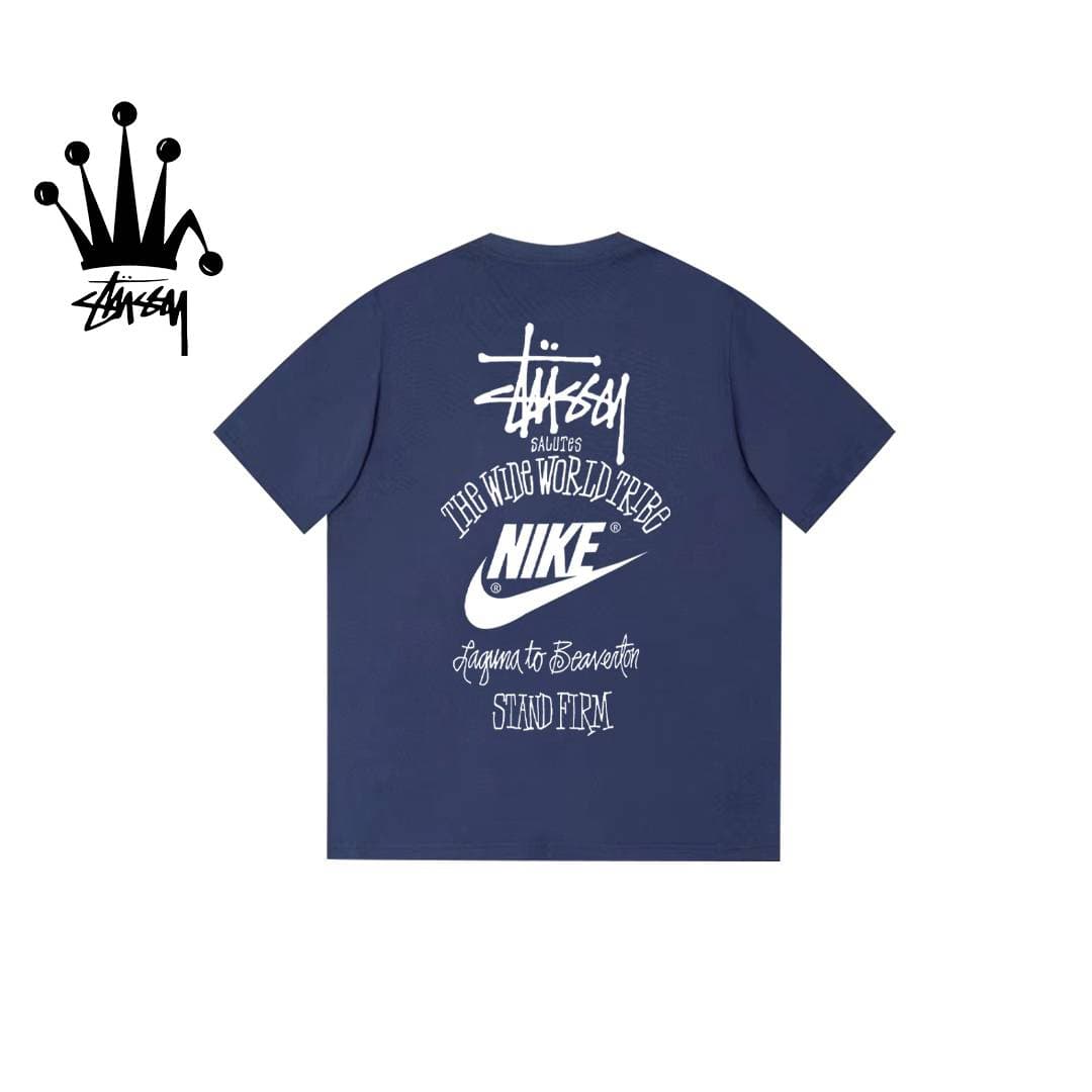 Stussy&Nike Creative Letter Pattern Printed Cotton Short Sleeve T-shirt