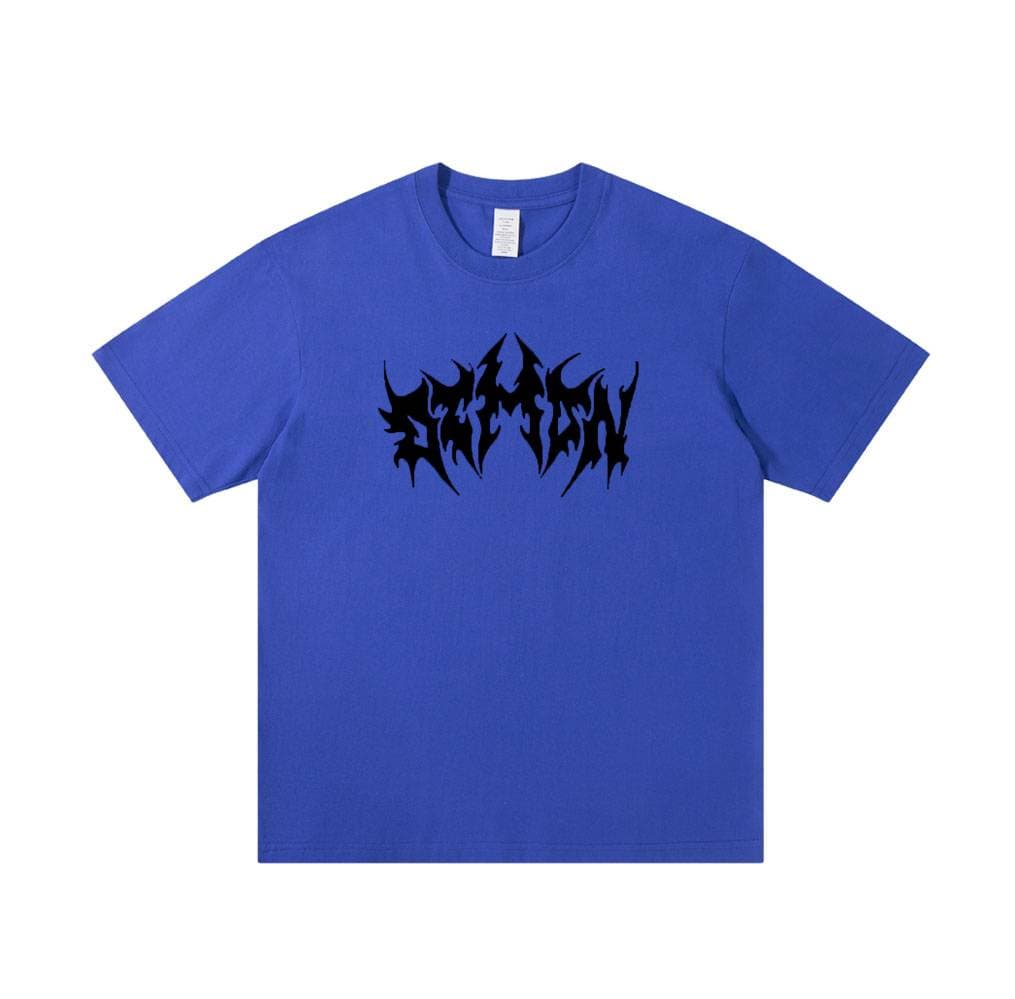 [DarkHymn] Men's 230GSM Cotton Tee - Gothic Letter Print | Rock Style