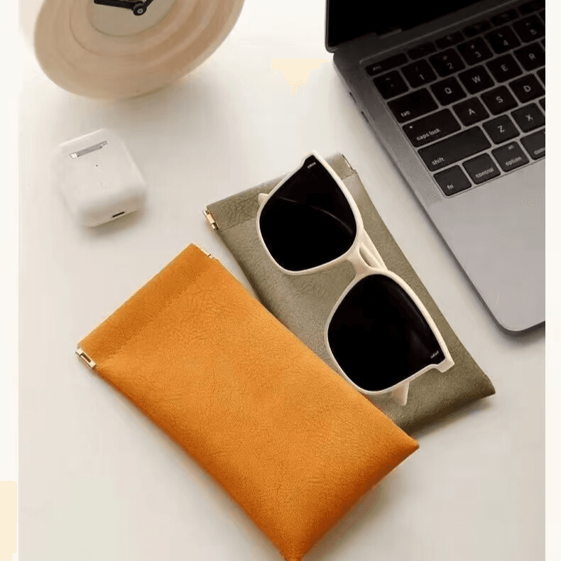 Unisex Glasses Bag Sunglasses Sunglasses Men's And Women's Storage Case Shrapnel Automatic Closure Glasses Storage Case Leather Glasses Bag