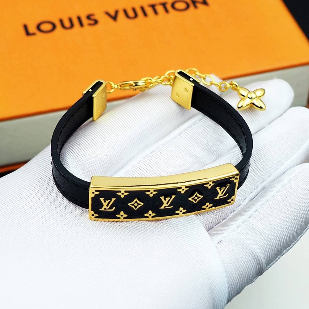 Bracelet Signature, Bracelet en toile monogrammée dorée ornée de clous, Bracelet tendance unisexe, Cadeau de Noël