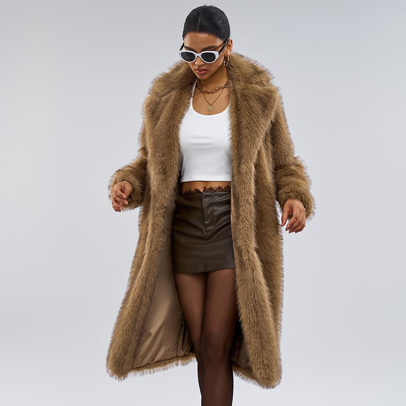Women's Clothing Autumn And Winter Long Fur Suit Collar Coat Artificial Fur Coat