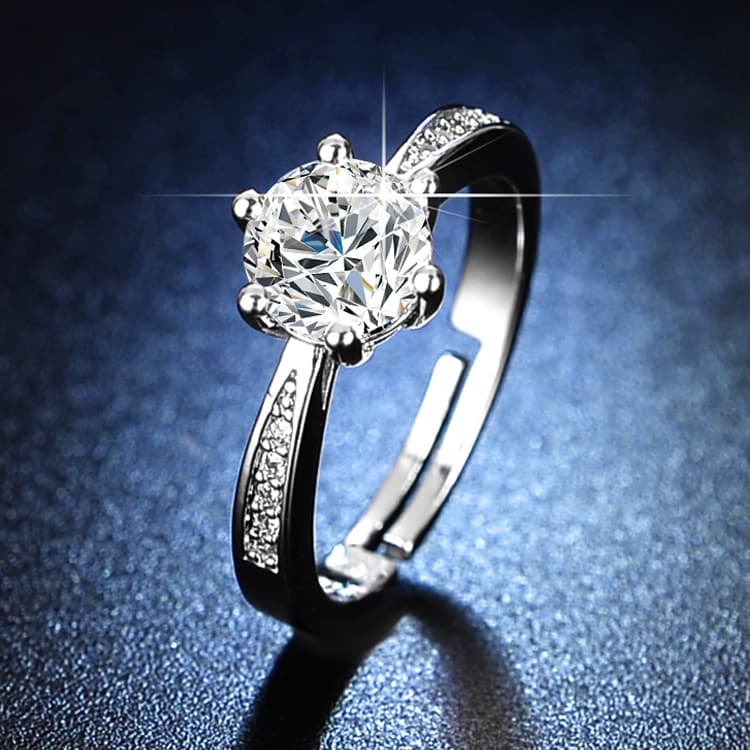 Live streaming sales of moissanite heart eight arrow women's one carat simple six claw wedding diamond ring,