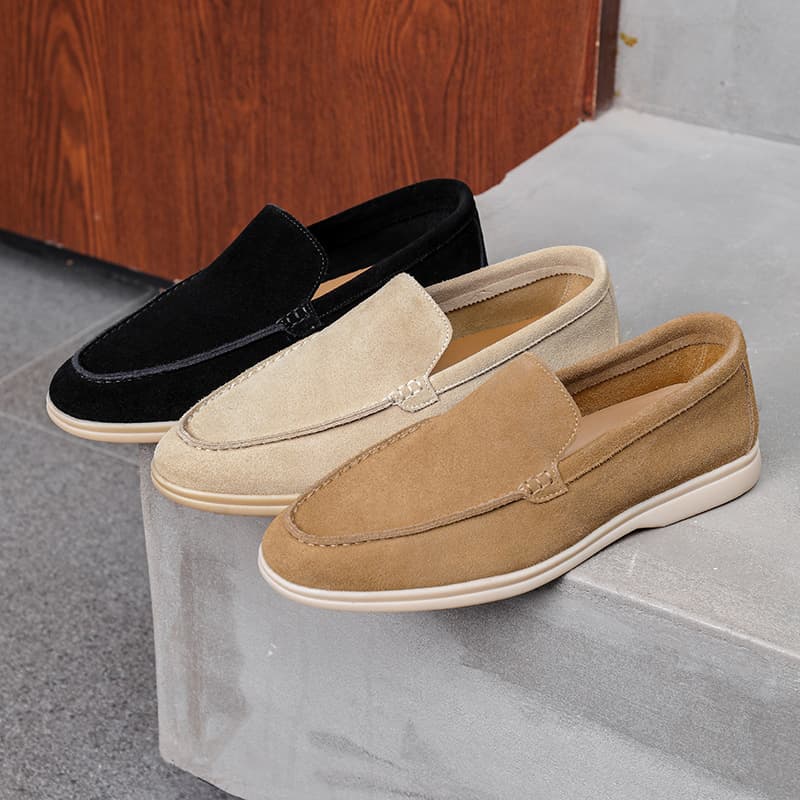 Euro Step Men's Loafers Spring And Autumn Classic Simple Comfortable Genuine Leather Suede Slip-On Casual Shoes
