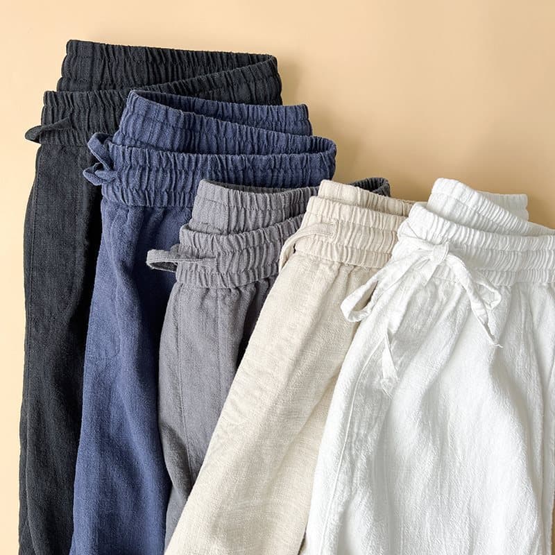 [BreezeLinen] Men's Wide Leg Pants - Cotton Linen Blend | Drape Straight Fit