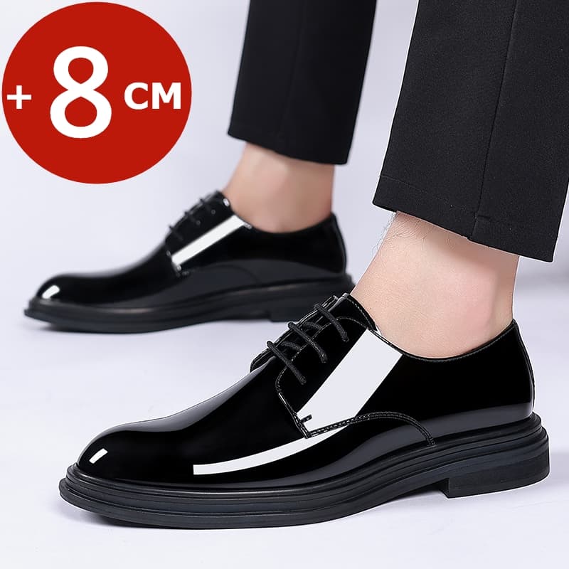 FUQIAO New 6/8 Cm Derby Patent Leather Height Raise Men Dress Formal Business Elevator Shoes Light Upper Material