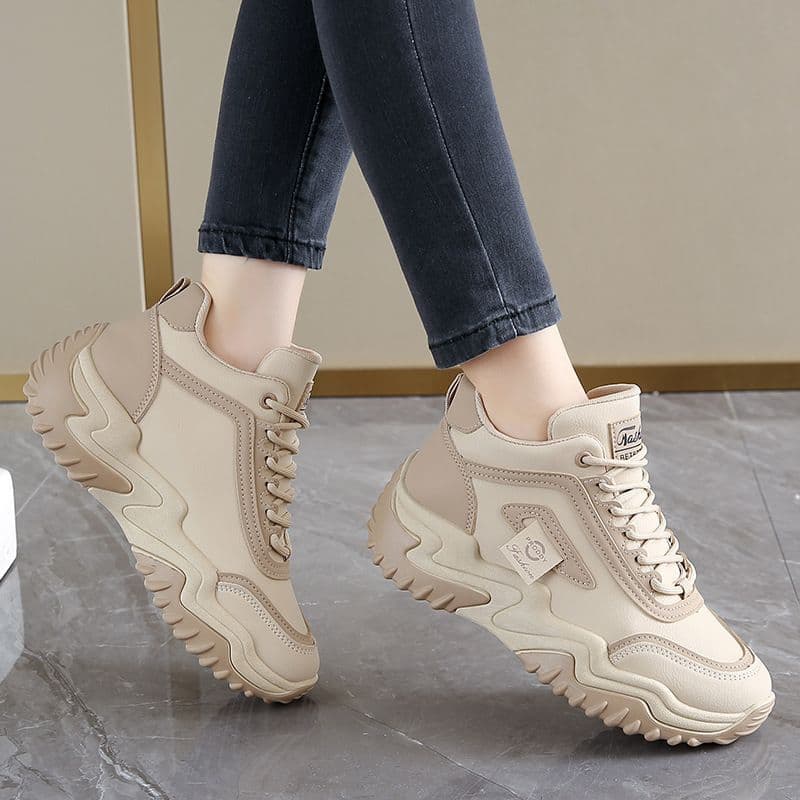 2024 Autumn New Dad Female Students Sports Running Ins Korean Edition Leisure High Top Height Increasing Shoes 1303
