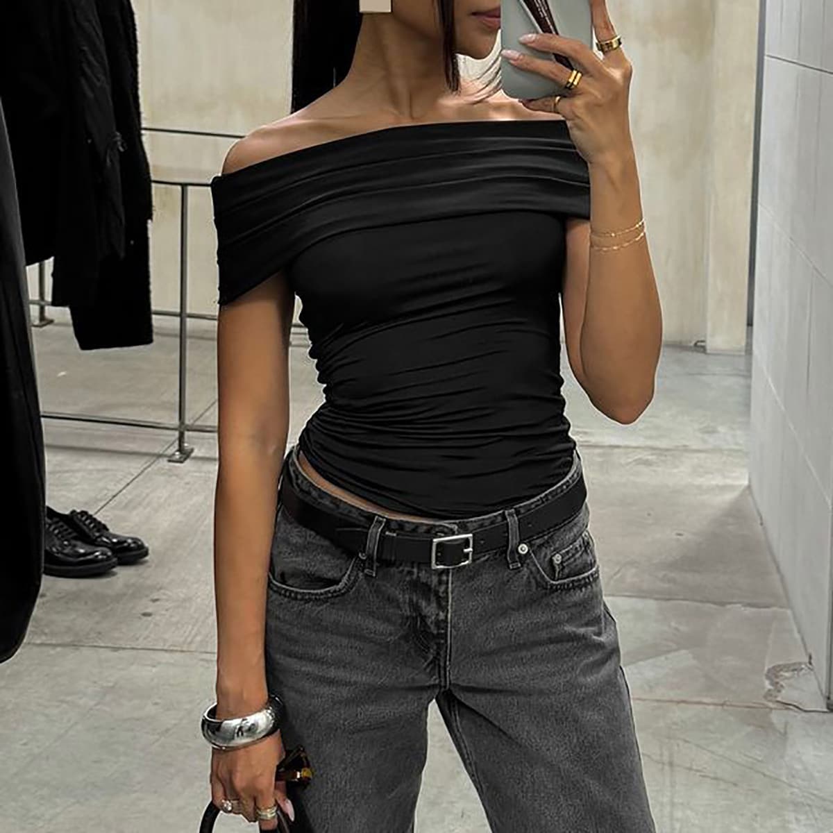 2025 Summer New Fashion Sexy Slim Fit Off-Shoulder Waist-Cinching Tube Top