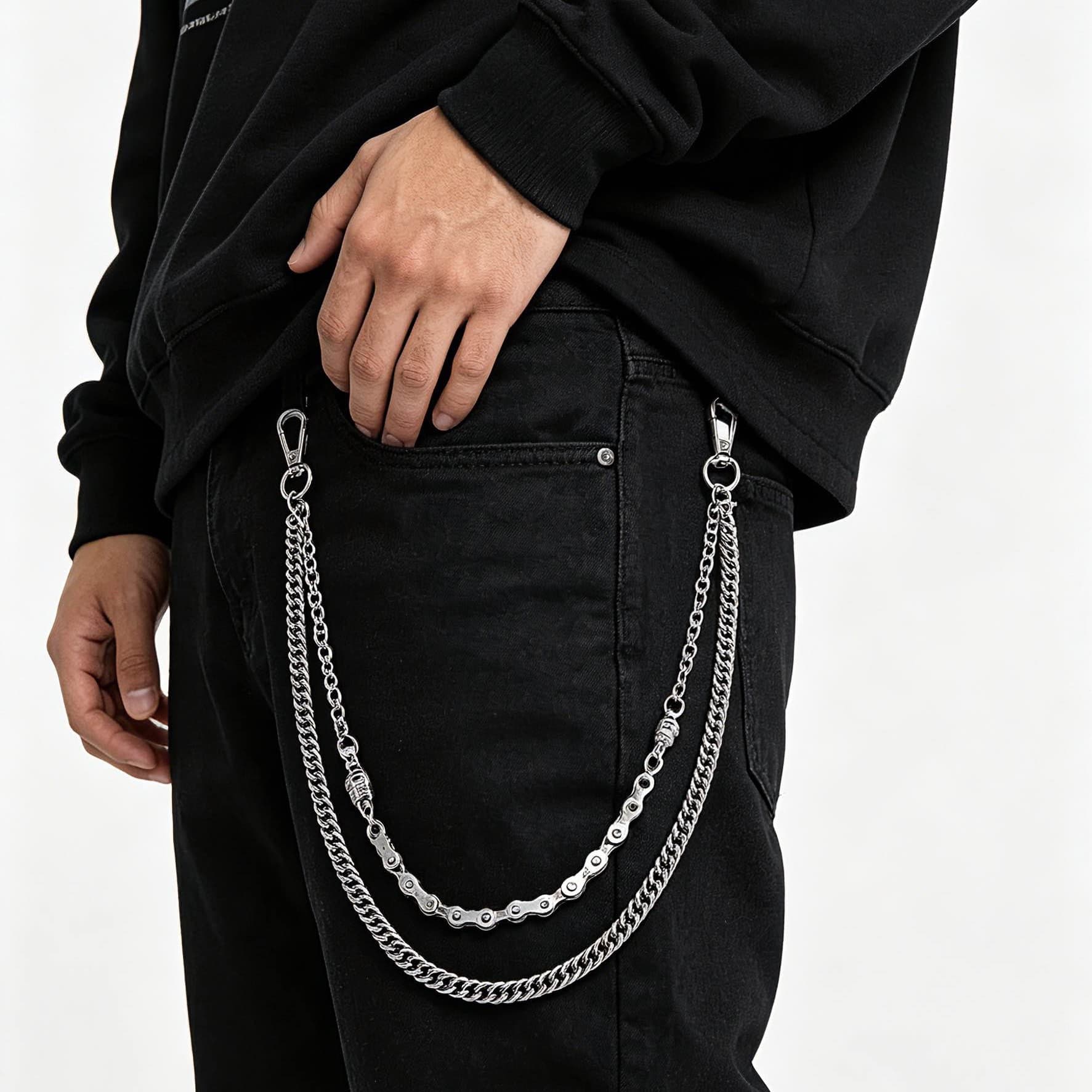 Trendy Skull Waist Fashionable Personality Motorcycle Non-mainstream Street Dance Hip Hop Punk Rock Jeans Chain