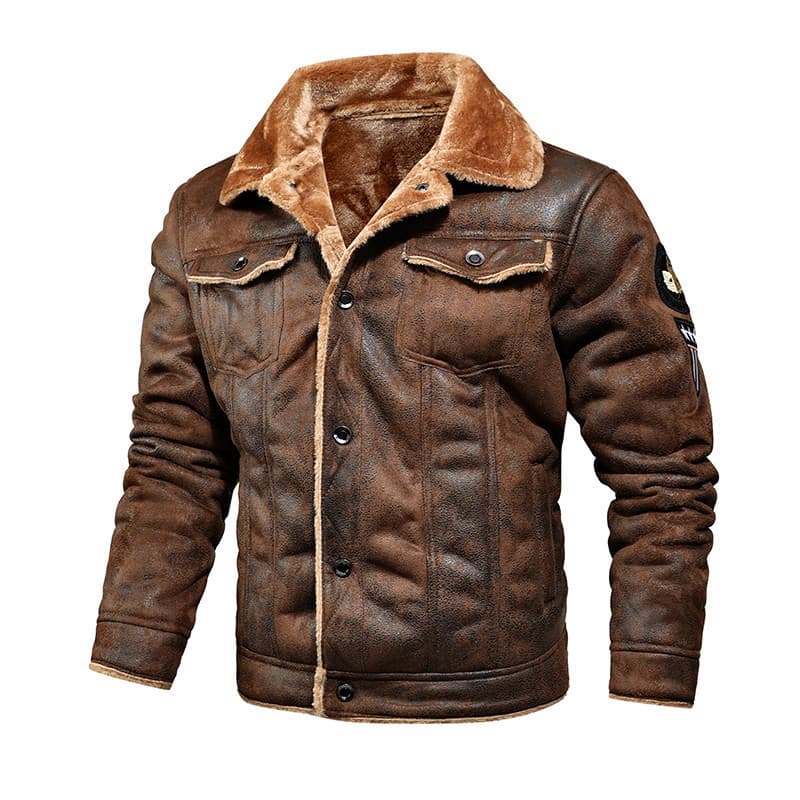 Men's Clothing new autumn and winter men's fur integrated plus plush fur workwear casual men's jacket factory wholesale