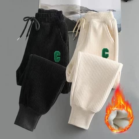 Women's Clothing Winter plus velvet thickened sweatpants for women all match casual cuffed warm harem pants loose slim elastic waist sports pants