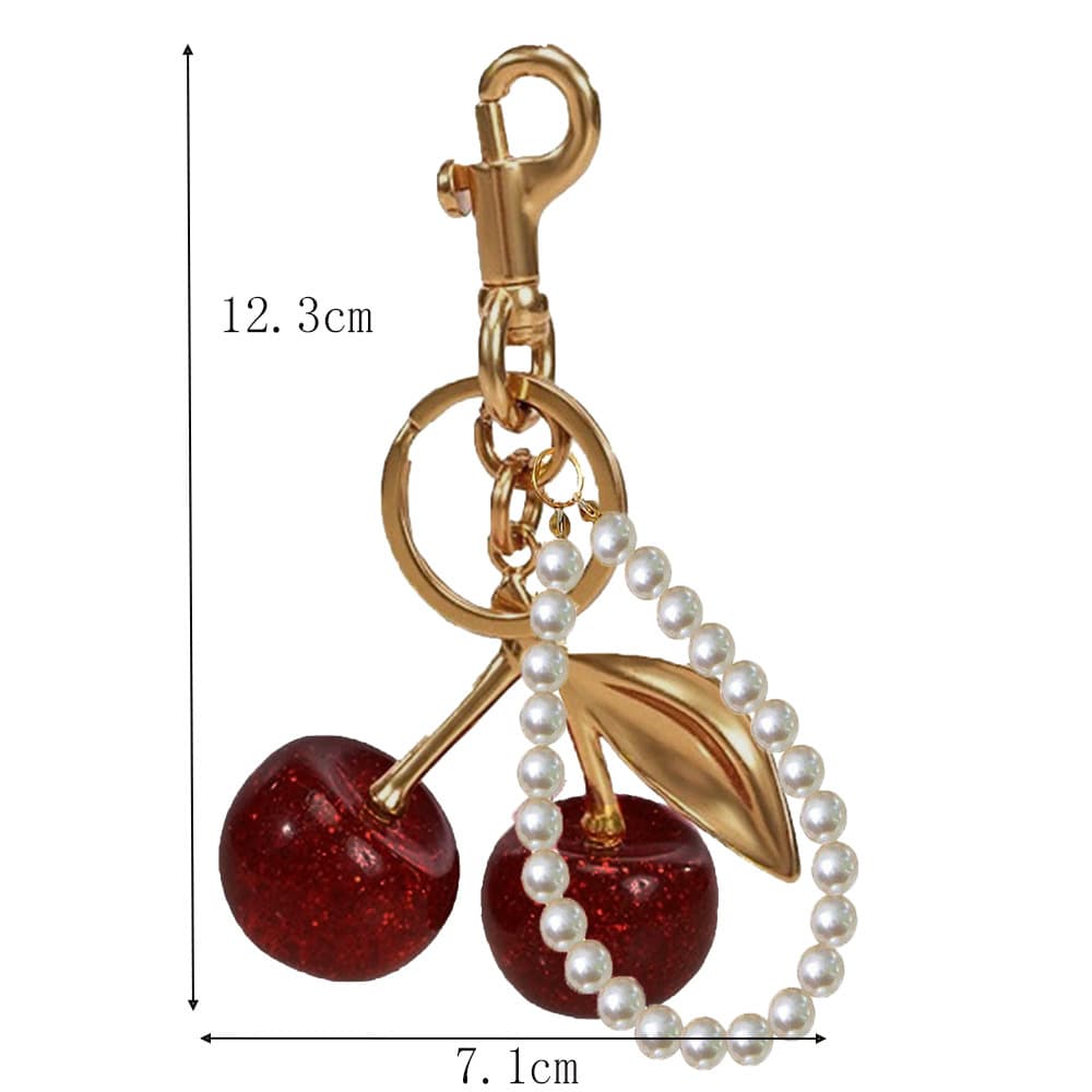 leather bag retro fashion bag pendant keychain cherry pendant simple sweet fruit decoration accessories