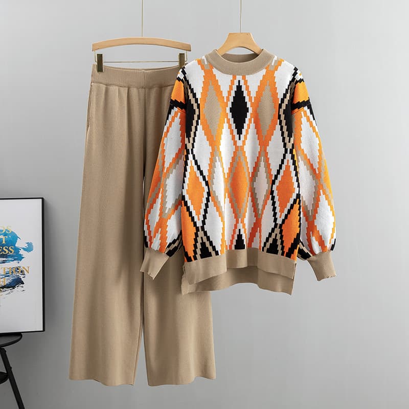 Women's Casual Suit Women's Autumn And Winter Fashion Loose Large-size Wide-leg Pants Two-piece Suit