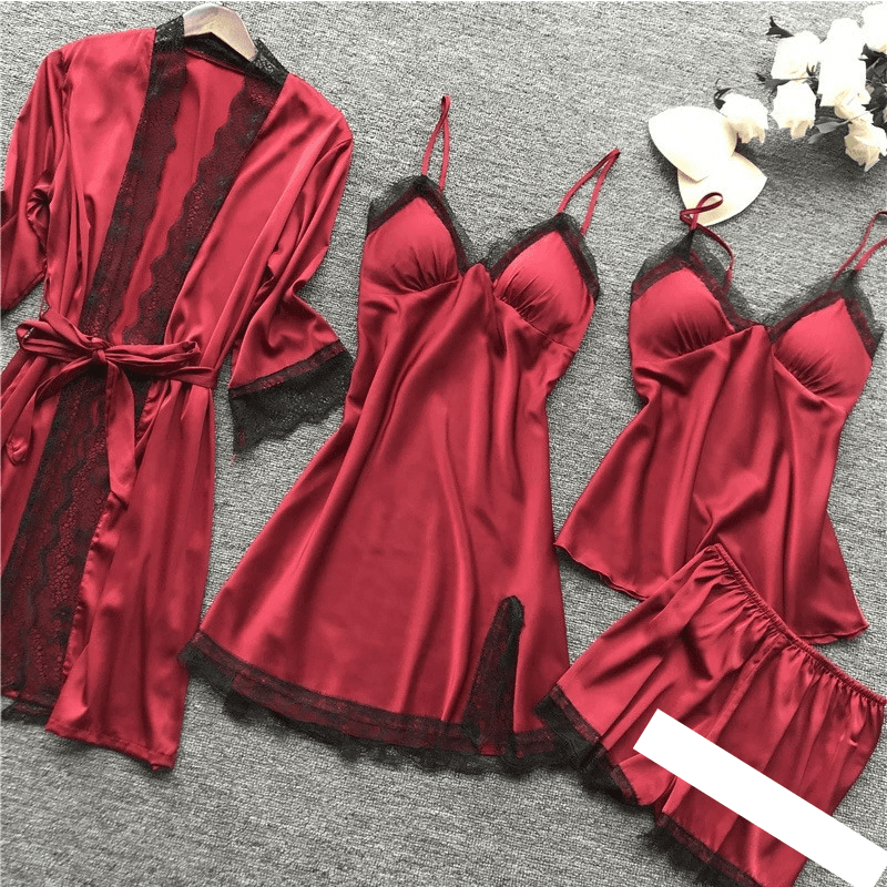 sexy pajamas for women satin nightgown suspenders nightgown lace edge dressing gown home wear set