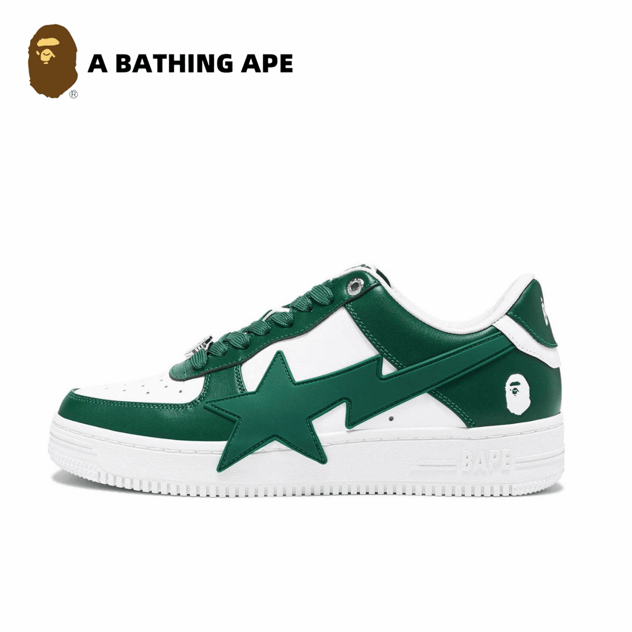 A BATHING APE Bape-STA OS Classic Lacquer Leather Double Splicing Trendy Fashion Board Shoes Air Force No.1 Board Shoes Men's And Women's Same Style