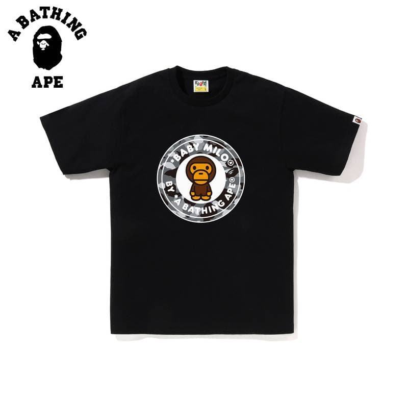 A BATHING APE Round Cartoon Logo Printed Men's Short Sleeved T-shirt