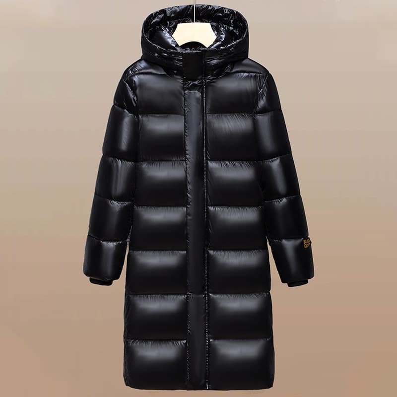 Women's Clothing Winter Long Coat Winter New Black And Gold Cotton Coat Men's Trendy Loose Shiny Cotton Coat Thickened
