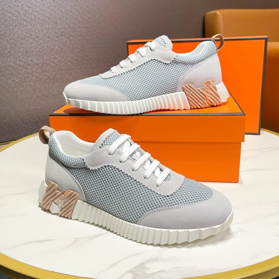 Baskets décontractées de marque H pour couple, chaussures de course respirantes, confortables et à lacets, en cuir véritable et à blocs de coule