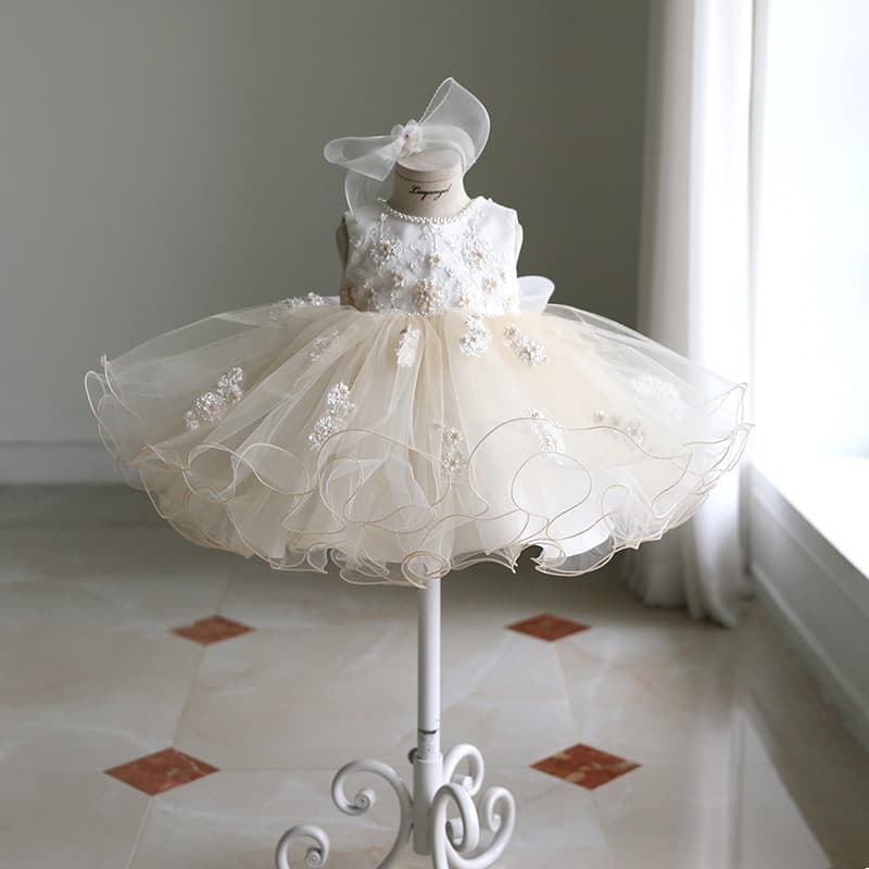 Small Size Girl Princess Dress Lace Children's Dress Girl Baby Girl One Year Old Dress Tutu Skirt Piano Performance Costume