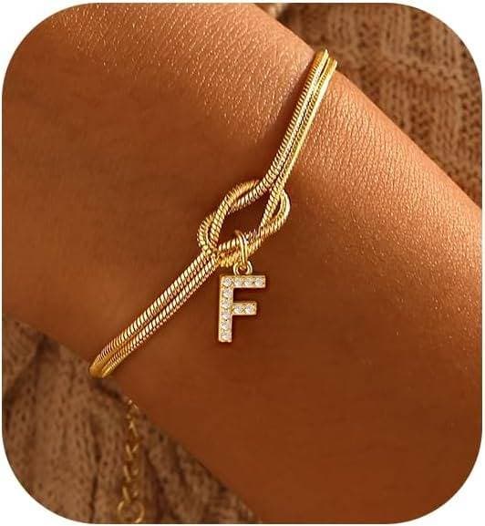 Bracelet en zircon avec 26 lettres, tendance, nœud concentrique, rond, en os de serpent, pour couple, amitié, bijoux de main