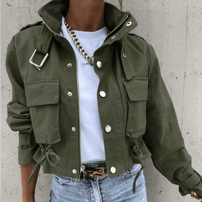Women's fashion biker jacket jacket short top