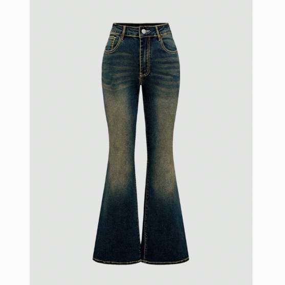 Women's Spicy Embroidered Slim Fit Stretch Jeans Blue Color Casual Fashion Straight Leg Full Length Cotton Polyester