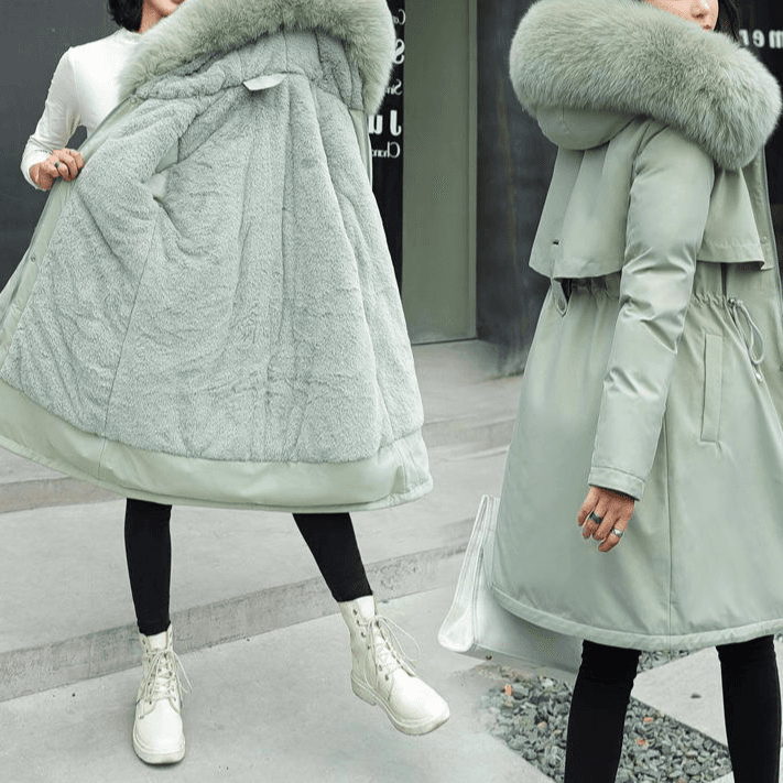 Women's Clothing women's cotton padded coats mid length large fur collar plus velvet cotton padded jackets down cotton padded jackets cotton jackets