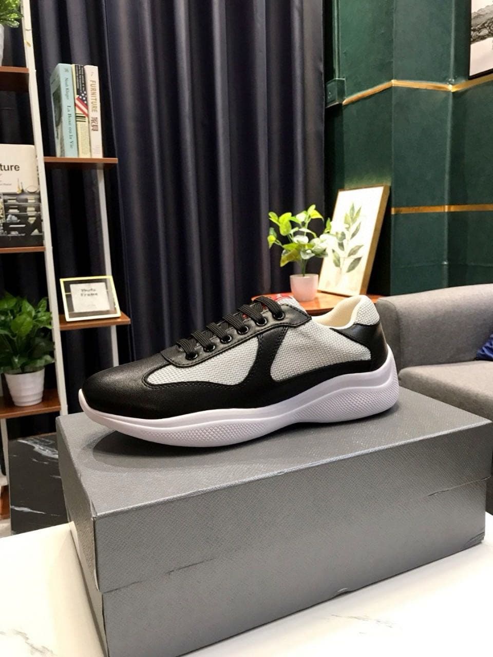 Baskets en cuir, chaussures plates vernies noires et bleues en nylon et maille, chaussures décontractées 888