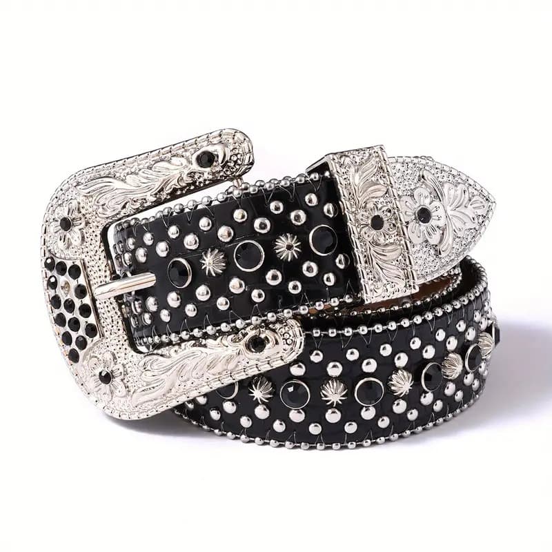 Rhinestone Belt Western Cowboy Cowgirl Shine Crystal Artificial Studded Luxury Strap Belts For Women