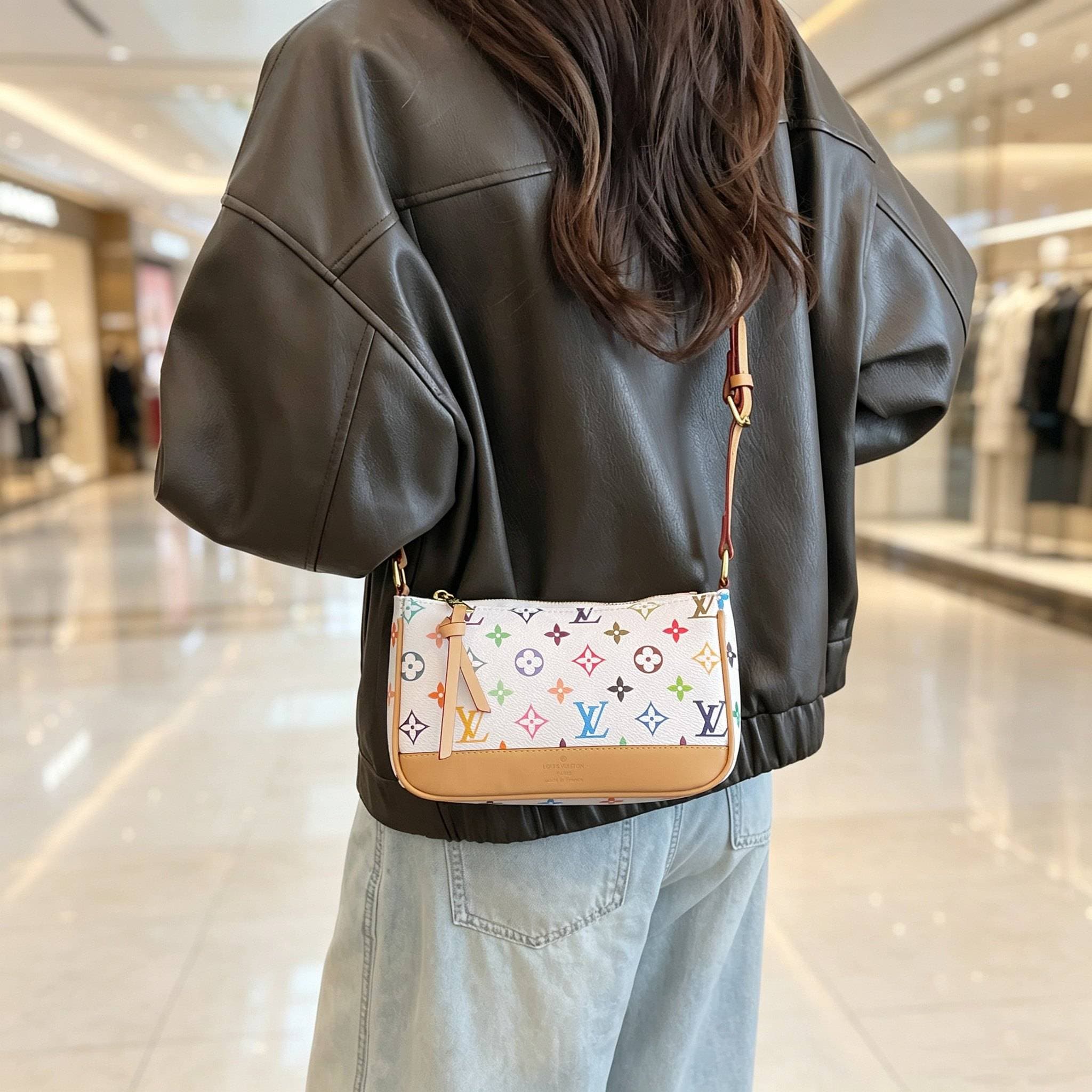 Sac à main Louis Vuitton avec poignée supérieure orné du monogramme, finitions dorées, fermeture zippée et extérieur lisse pour un usage quoti