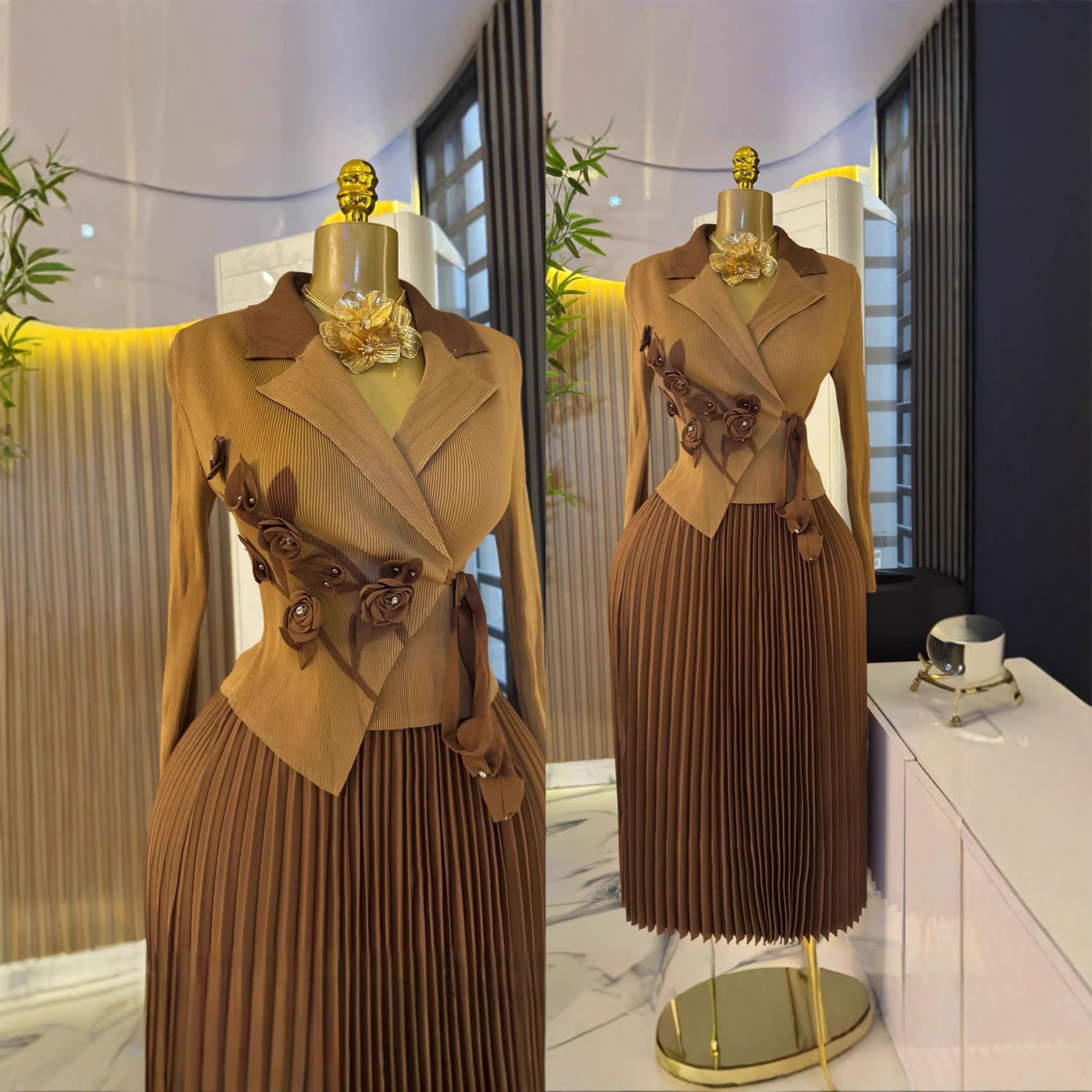 Women's Clothing New Style Suit Collar Large Size High End Temperament Lady Waist Slim Pleated