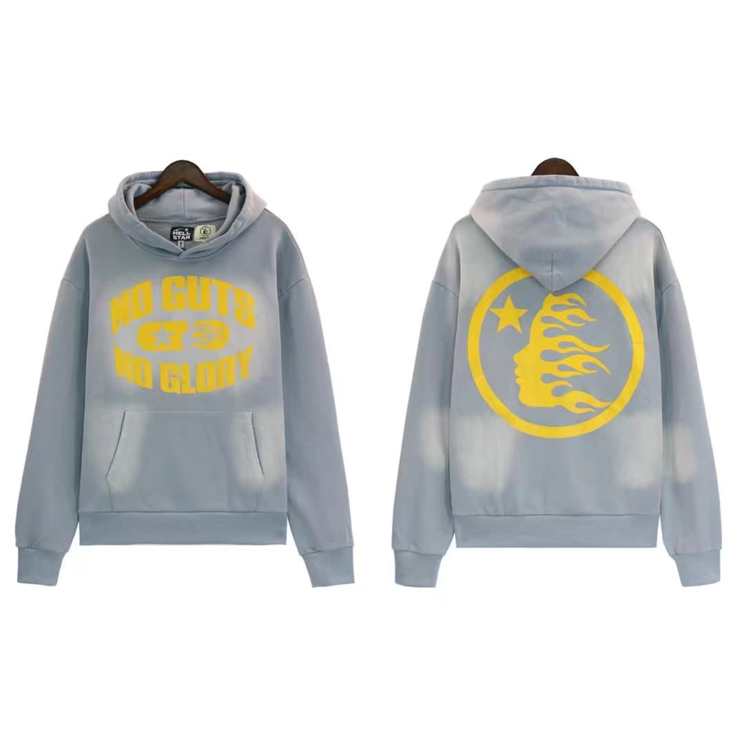Sweat à capuche décontracté Hellstar délavé et usé avec impression de tête de Heavy Industry