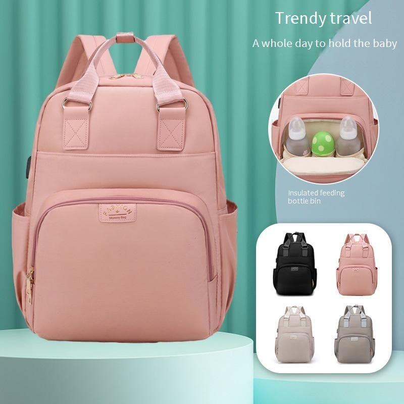 Maternity Bag New Fashion Simple Leisure Mommy Bag Large Capacity Dry And Wet Separation USB Backpack Mother And Baby Bag Milk Storage Insulation Bag