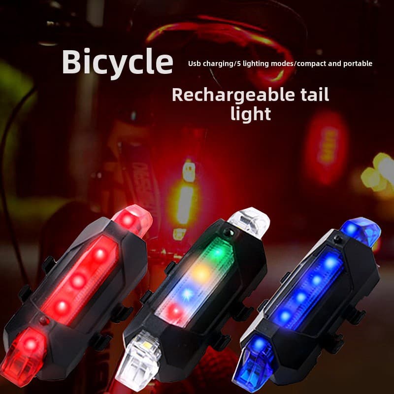 Bicycle Tail Light USB Charging Super Bright Cycling Equipment Mountain Bike Accessories Highlight 9 18 Tail Light