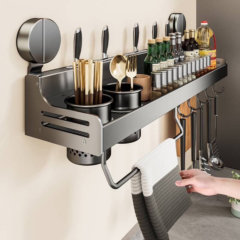 Kitchen Rack Punch-Free Stainless Steel Wall-Mounted Seasoning Chopsticks Knife Holder Supplies