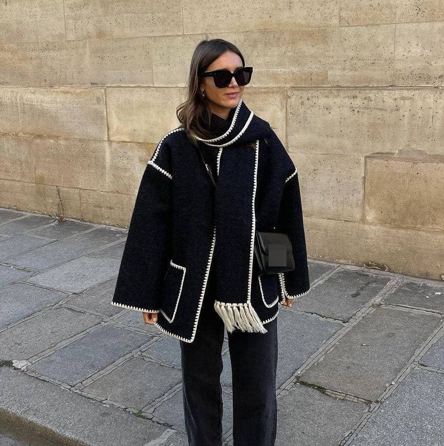 Women's Clothing Fall/Winter Women’s Wool-Like Coat – Oversized Embroidered Jacket (S/M/L/XL) – Vintage & Boho Chic