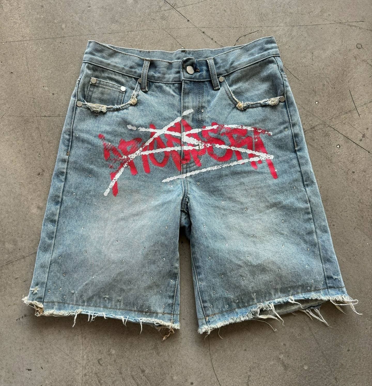 Men's Retro Washed Loose Shorts American Street Style Mid Waist Bleached Pattern Softener Fabric Slight Stretch Spring Autumn Summer Jeans