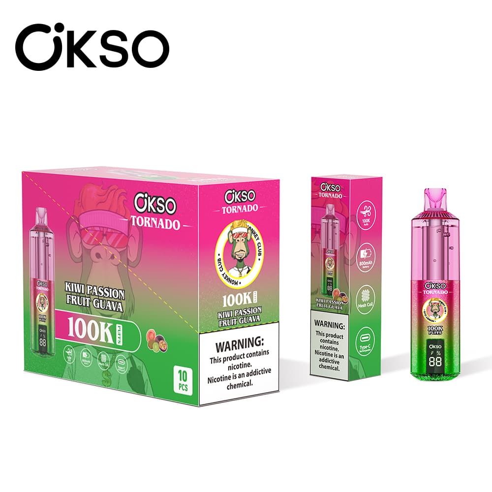 Cigarette électronique jetable OKSO Tornado Monkey Edition, 100 000 bouffées, 10 unités, 800 mAh, 12 saveurs fruitées, écran LED, saveur Myrtil